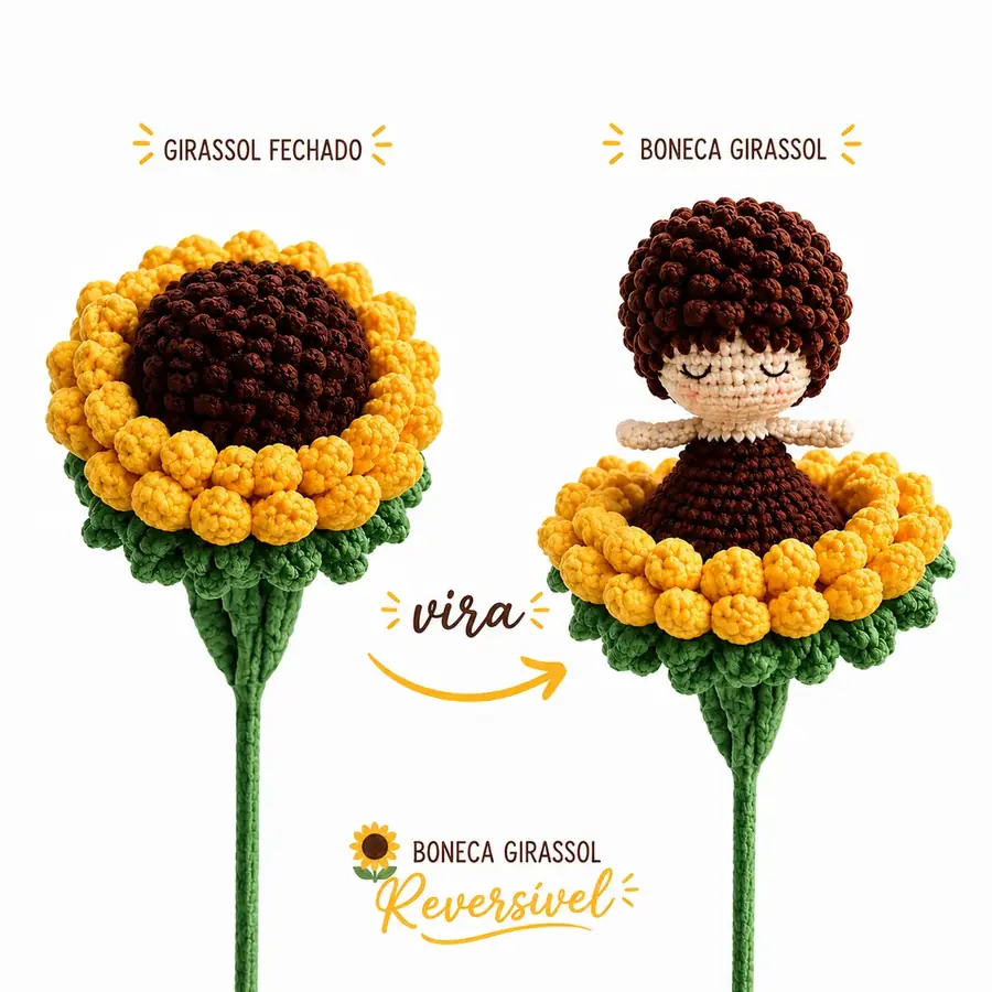 Tudo o que você precisa para criar sua Boneca Girassol Reversível 🌻